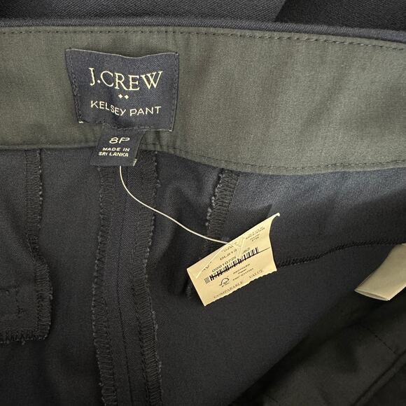 J.Crew Petite Kelsey Cotton Blend Flare Pant High Waist Navy Slim Crop US 8 NWT - Picture 13 of 13